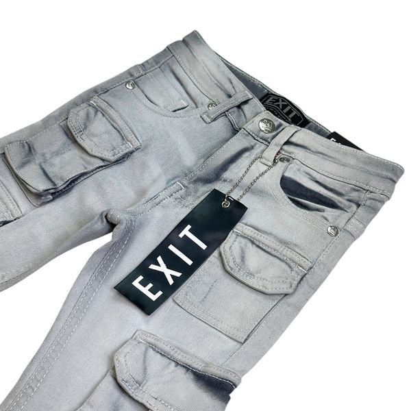 Grey Stacked Cargo Kids Jeans