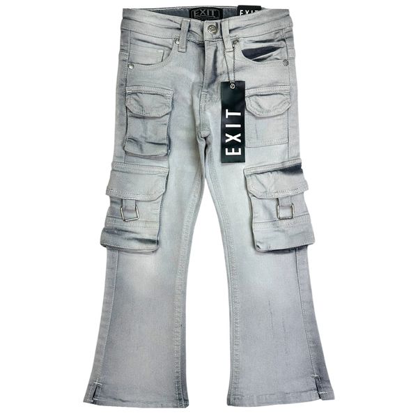 Grey Stacked Cargo Kids Jeans