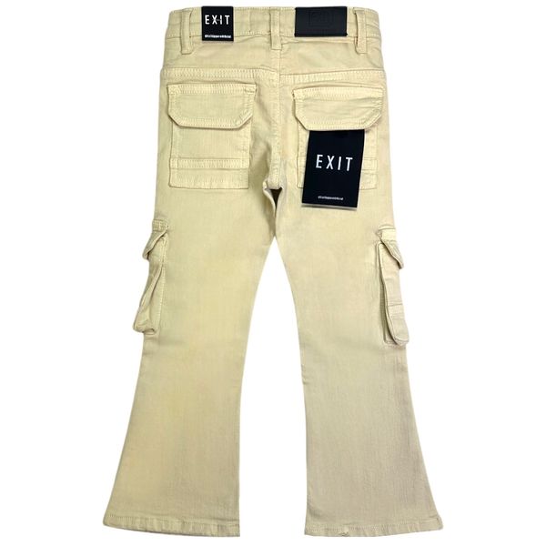 Cream Stacked Cargo Kids Jeans