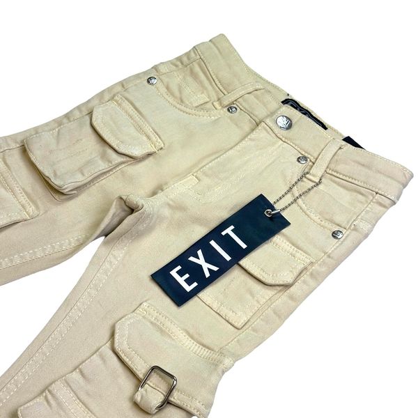 Cream Stacked Cargo Kids Jeans