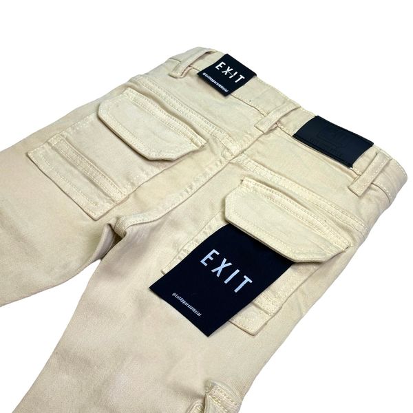 Cream Stacked Cargo Kids Jeans