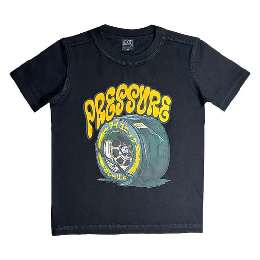 Pressure Black/Yellow Oversized Reverse Stitch Kids Tee