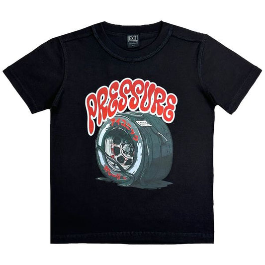Pressure Black/Red Oversized Reverse Stitch Kids Tee