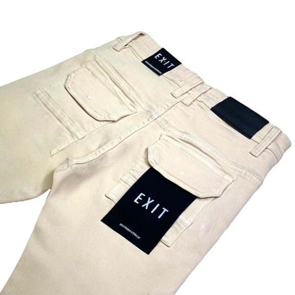 Cream Cargo Stacked Mens Skinny Jeans