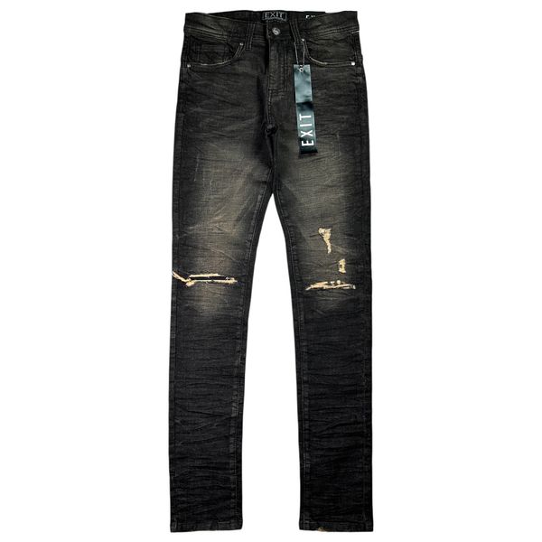 Essential Distress Black Vintage Slim Fit Mens Jeans