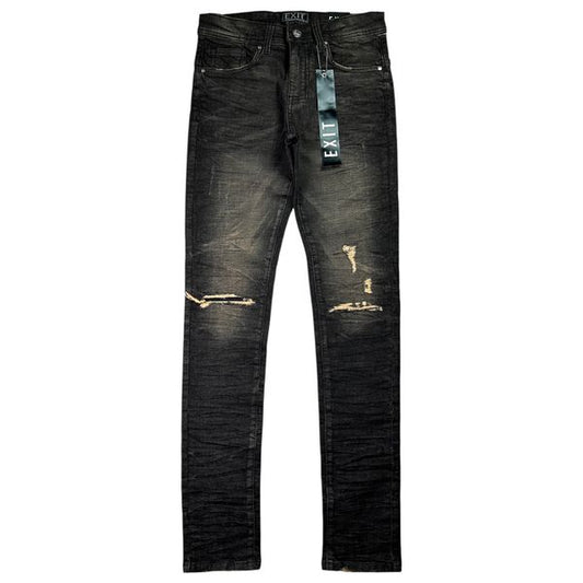 Essential Distress Black Vintage Slim Fit Mens Jeans