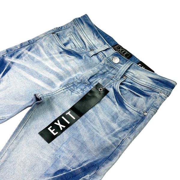 Essential Distress Ocean Blue Slim Fit Mens Jeans