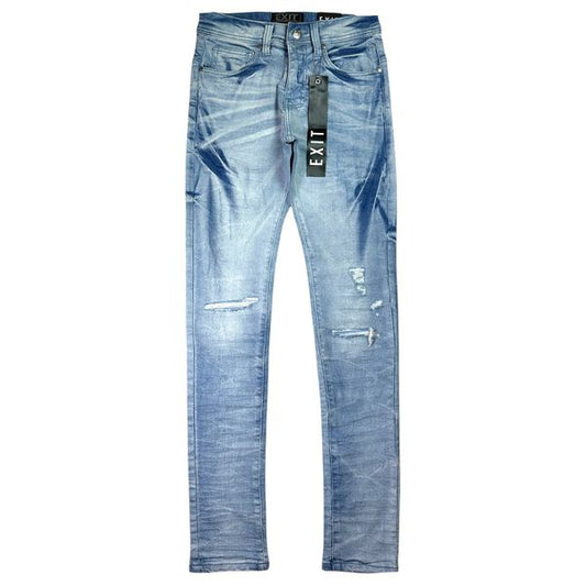 Essential Distress Ocean Blue Slim Fit Mens Jeans