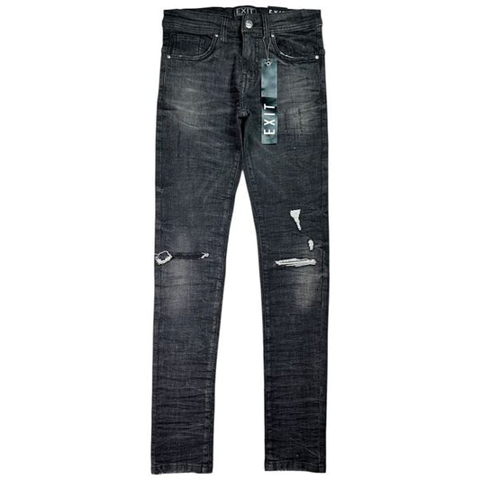 Essential Distress Black Ash Slim Fit Mens Jeans