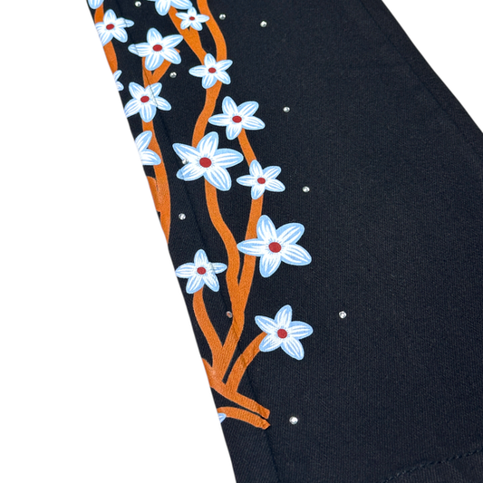 Black Rhinestone Stacked Kids Jeans