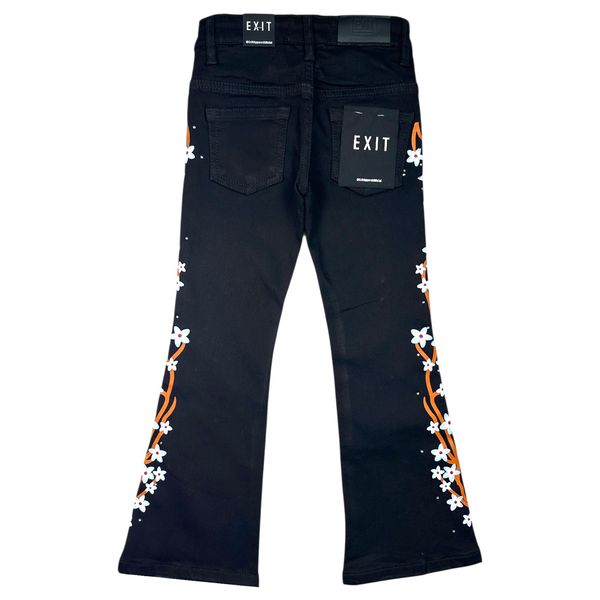 Black Rhinestone Stacked Kids Jeans