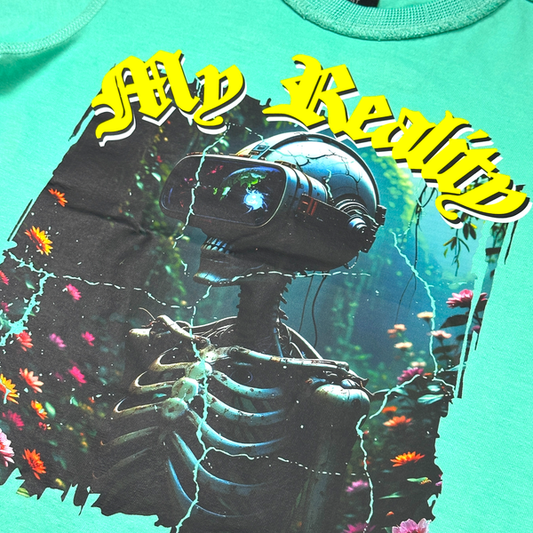 Crop RAW Mint Aqua Oversized Reverse Stitch Kids Tee