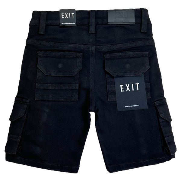 Black Cargo Kids Jorts