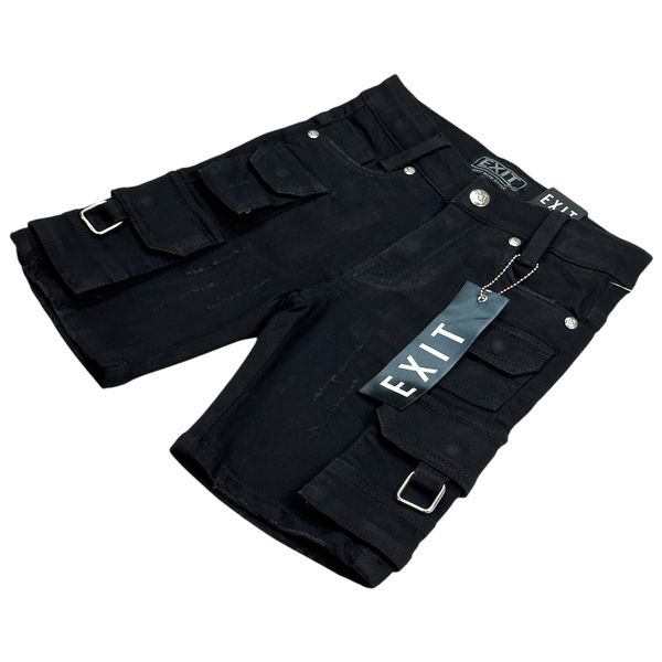 Black Cargo Kids Jorts