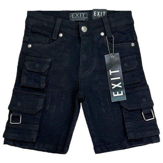 Black Cargo Kids Jorts