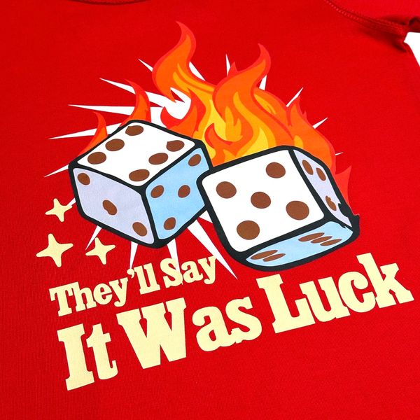 Luck Red Oversized Reverse Stitch Kids Tee