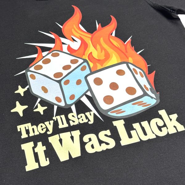 Luck Black Oversized Reverse Stitch Kids Tee