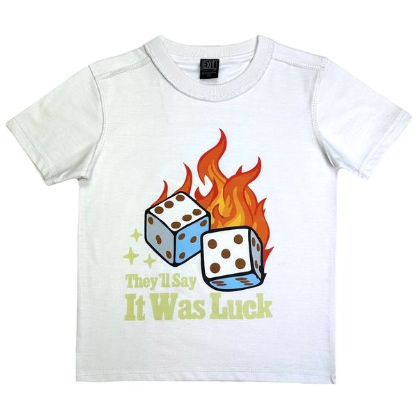 Luck White Oversized Reverse Stitch Kids Tee