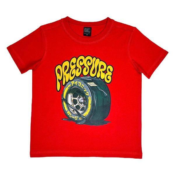Pressure Red Oversized Reverse Stitch Kids Tee