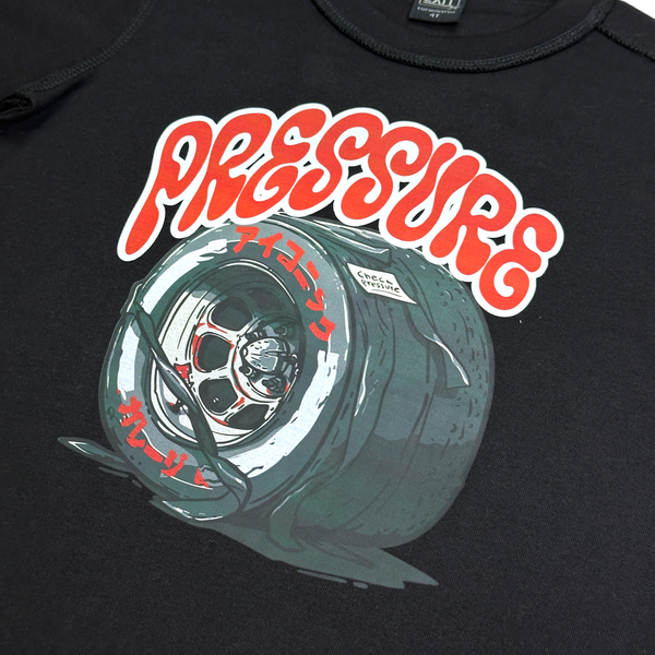 Pressure Black/Red Oversized Reverse Stitch Kids Tee