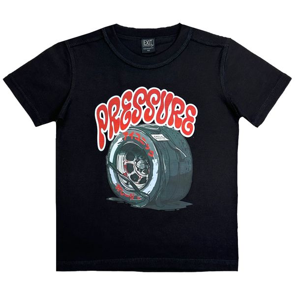 Pressure Black/Red Oversized Reverse Stitch Kids Tee